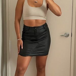 Faux Leather Black Mini Skirt from PLT